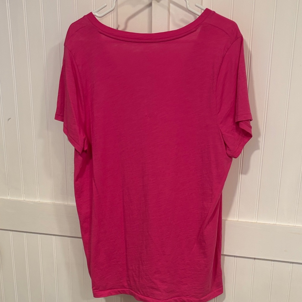 J. Crew Bright Pink V-Neck Short Sleeve vintage cotton Tee size XXL - Picture 5 of 6
